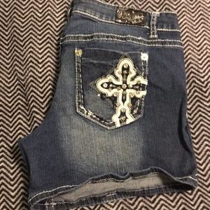 Wishful Park denim shorts with cross detailing